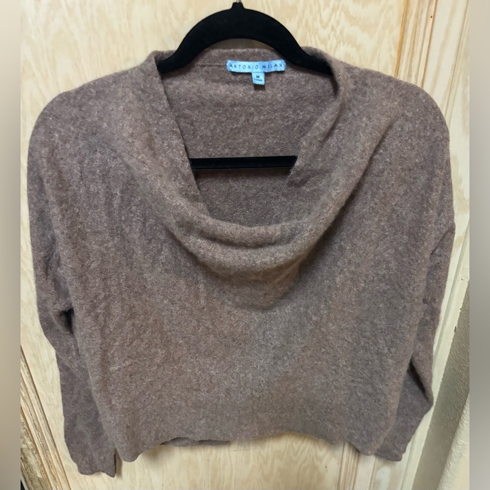 Antonio Melani Sweater Women M Cowl Neck Light Brown 100% Cashmere